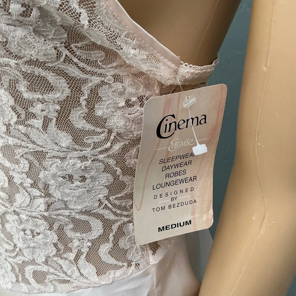 New Vintage Pink Lace Satin Women Babydoll Mini Slip Dress Size Medium NWT - Picture 8 of 12